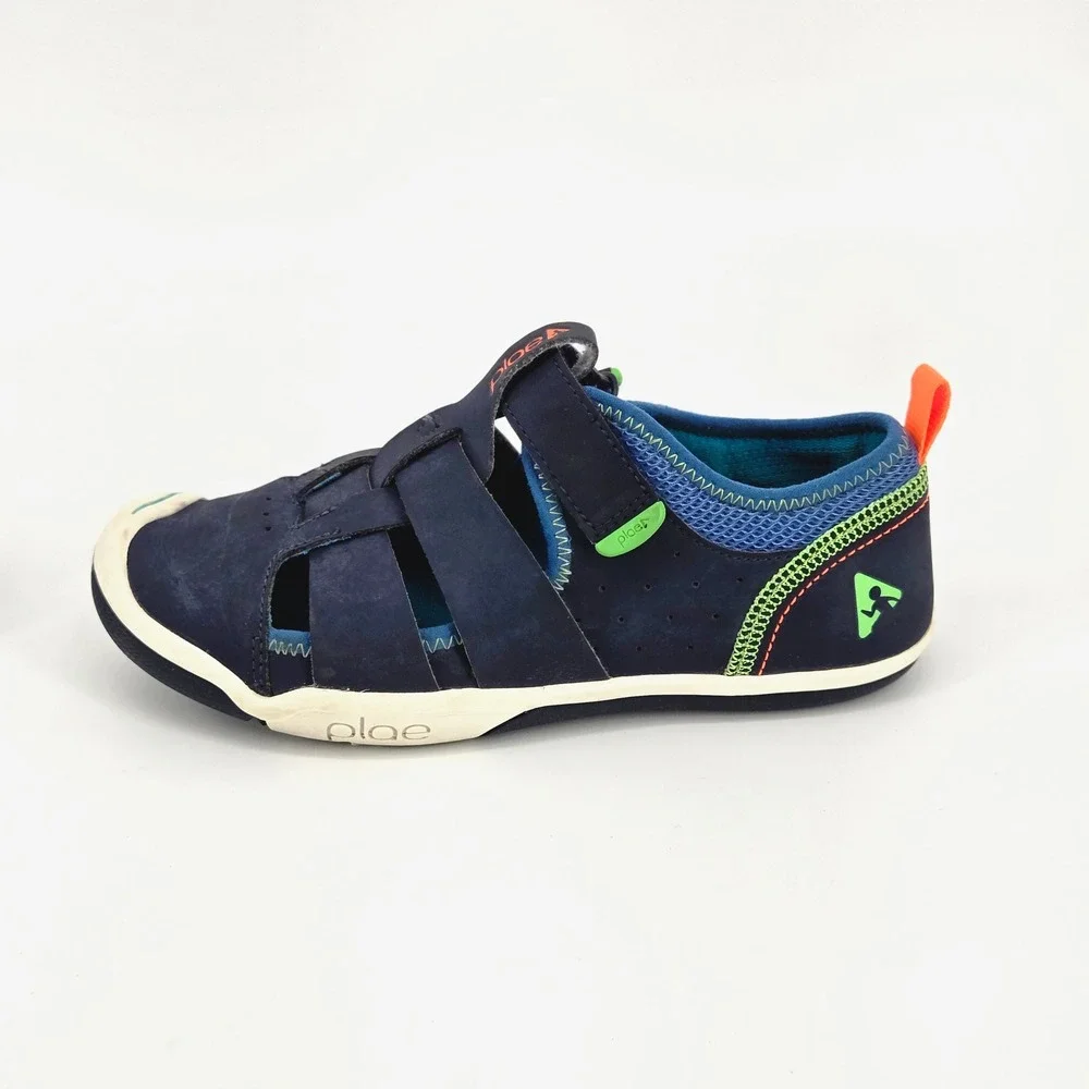 PLAE Sam 2.0 Kids Size 3 Navy Blue Leather Wide Toe Box Waterproof Camp Sandals